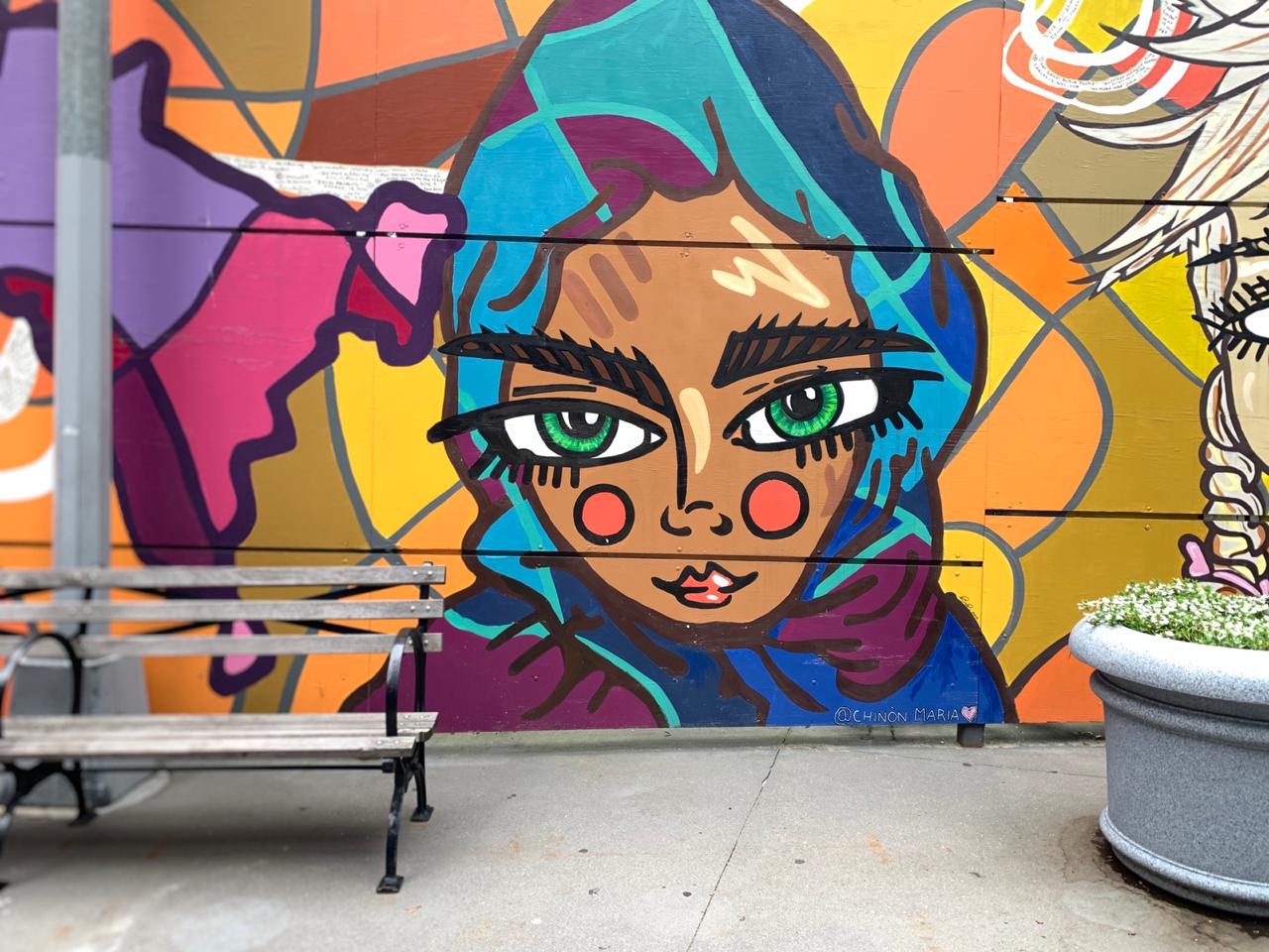 Wall art at the Albany Street Plaza