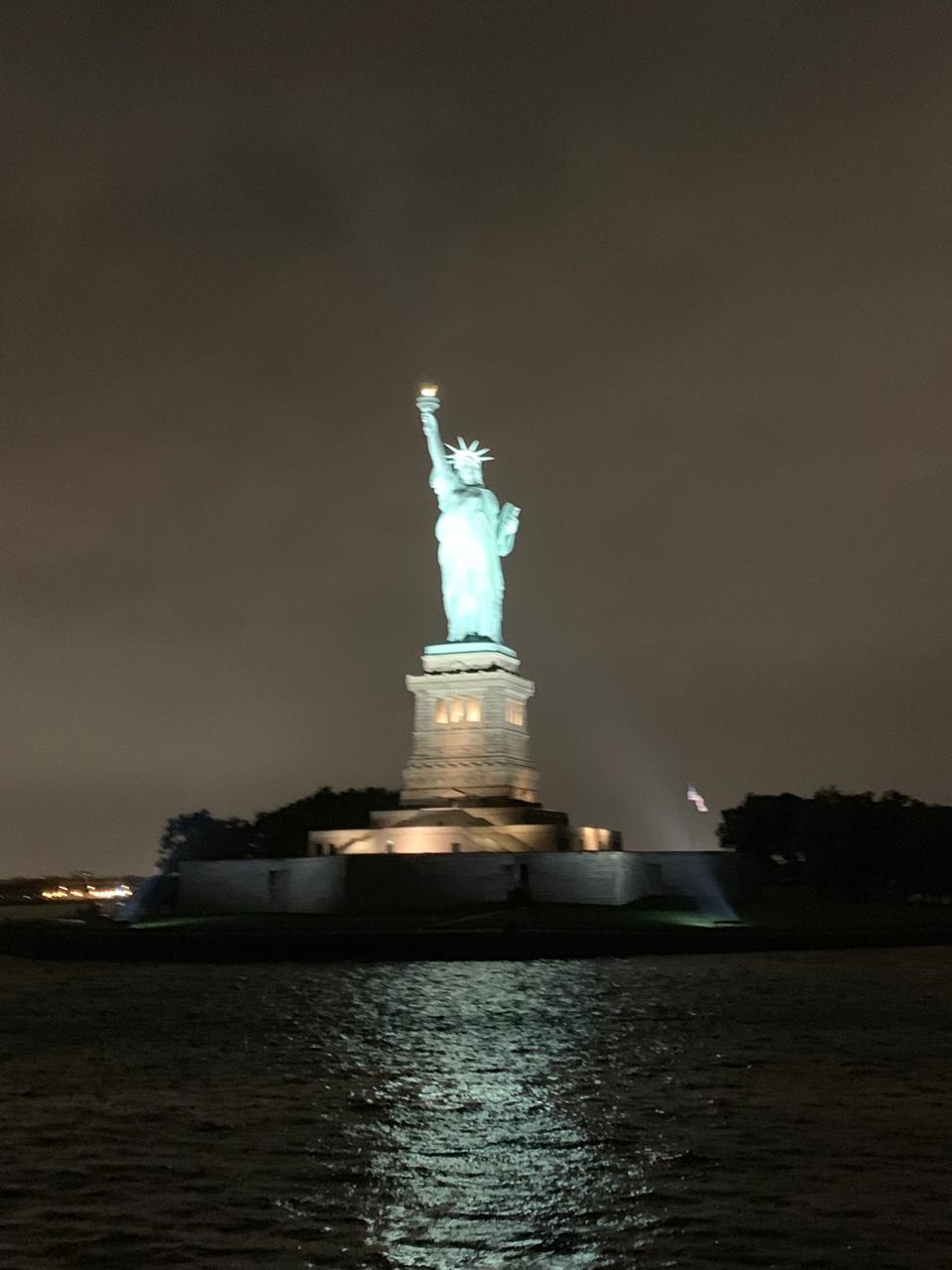 The Statue of Liberty at night